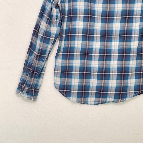 Brooklyn Calling NYC Button Down Shirt Mens Small Blue White Plaid Long Sleeve - Picture 10 of 11